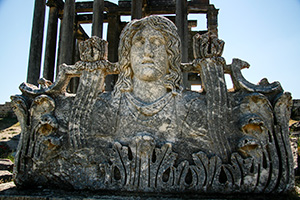 Bust of Cybele in front of temple of Zeus in Aizanoi - Aezani
