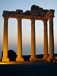 ArTemple of Apollo & Athena at sunset at archaeological site of side